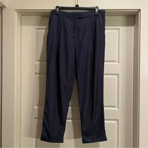 COS Navy Blue Pleated Cuffed Trousers Size 8